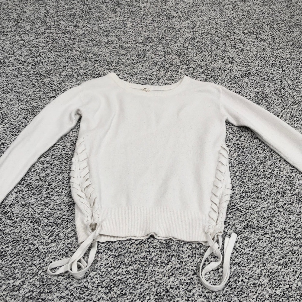 White side tie sweater